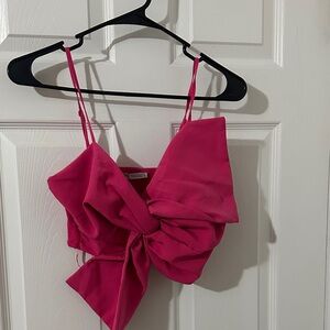 Zara Fuchsia Bow Front Spaghetti Strap Top